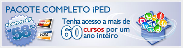 Ilustra��o - Pacote completo, mais de 60 cursos por um ano inteiro, apenas 6x de R$ 25,90
